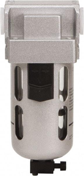 PRO-SOURCE - 1/2" Port Coalescing Filter - Polycarbonate with Metal Guard Bowl, Semi Automatic Drain, 145 Max psi, 0.01 Micron Rating, 2-3/4" Wide x 6.77" High - Benchmark Tooling