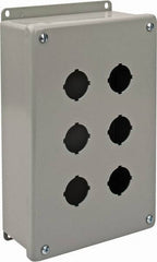 nVent Hoffman - 6 Hole, 1.2 Inch Hole Diameter, Steel Pushbutton Switch Enclosure - 10-1/2 Inch High x 6.47 Inch Wide x 3 Inch Deep, 12, 13 NEMA Rated - Benchmark Tooling