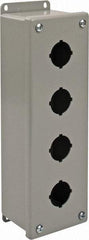 nVent Hoffman - 4 Hole, 1.2 Inch Hole Diameter, Steel Pushbutton Switch Enclosure - 11-1/4 Inch High x 3.47 Inch Wide x 2-3/4 Inch Deep, 12, 13 NEMA Rated - Benchmark Tooling