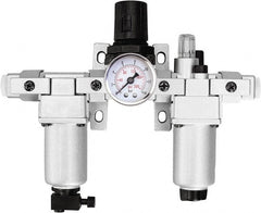 PRO-SOURCE - 1/4 NPT Intermediate 3 Pc Filter-Regulator-Lubricator FRL Unit with Pressure Gauge - Benchmark Tooling
