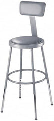 NPS - 16-3/4" Wide x 20-1/2" Deep x 44 to 53-1/2" High, Standard Base, Adjustable Seat Stool - Vinyl Seat, Gray - Benchmark Tooling