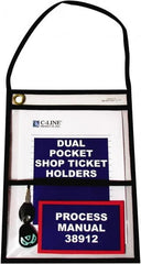 C-LINE - 15 Piece Clear Dual Pocket Stitched Hanging Shop Ticket Holder - 12" High x 9" Wide - Benchmark Tooling