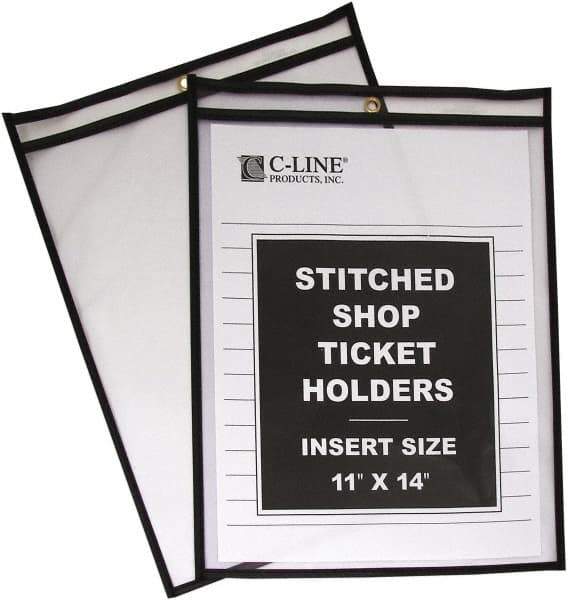 C-LINE - 25 Piece Clear Stitched Shop Ticket Holder - 17" High x 11" Wide - Benchmark Tooling