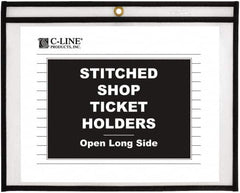 C-LINE - 25 Piece Clear Stitched Shop Ticket Holder-Open Long Side - 11" High x 8-1/2" Wide - Benchmark Tooling