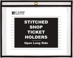 C-LINE - 25 Piece Clear Stitched Shop Ticket Holder-Open Long Side - 12" High x 9" Wide - Benchmark Tooling