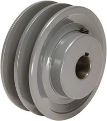 TB Wood's - 1-1/8" Bore, 1-3/16 Long, 4-3/4" Outside Diam, Finished Bore Two Groove V Belt Sheave - 1-3/4" Wide, 4.4 Belt Pitch B, 4" Pitch Diam of 4L Belt - Benchmark Tooling