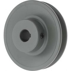 TB Wood's - 5/8" Bore, 1-5/32 Long, 3.95" Outside Diam, Finished Bore Single Groove V Belt Sheave - 3/4" Wide, 3.36" Pitch Diam of 3L Belt, 3.7" Pitch Diam of 4L Belt - Benchmark Tooling