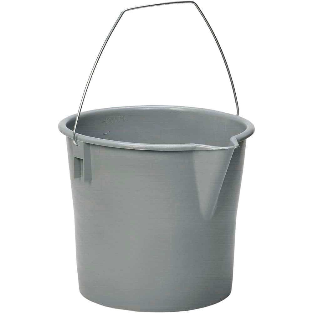 10 Qt, Plastic Round Gray Single Pail with Pour Spout Handle Included