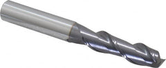 Accupro - 3/8", 1-3/8" LOC, 3/8" Shank Diam, 3" OAL, 2 Flute, Solid Carbide Square End Mill - Single End, AlTiN Finish, Spiral Flute, 40° Helix, Centercutting, Right Hand Cut, Right Hand Flute - Benchmark Tooling