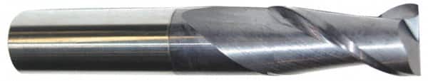 Accupro - 13/32", 5/8" LOC, 7/16" Shank Diam, 2" OAL, 2 Flute, Solid Carbide Square End Mill - Single End, AlTiN Finish, Spiral Flute, 40° Helix, Centercutting, Right Hand Cut, Right Hand Flute - Benchmark Tooling