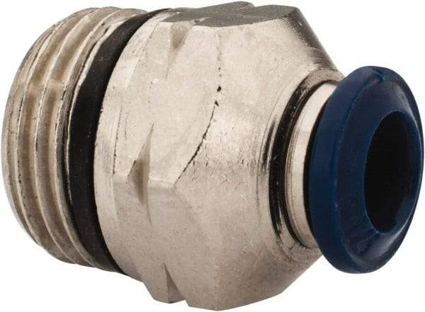 Alpha Technologies - 1/4" Outside Diam, 3/8 Universal Thread, Nickel Plated Brass Push-to-Connect Male Connector - 250 Max psi, Tube to Universal Thread Connection, Buna O-Ring - Benchmark Tooling
