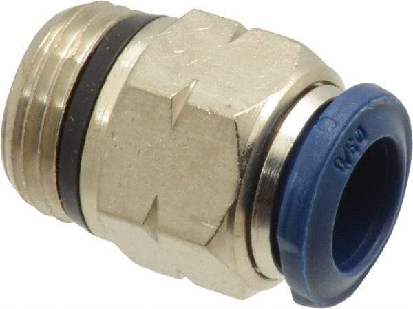 Alpha Technologies - 3/8" Outside Diam, 3/8 Universal Thread, Nickel Plated Brass Push-to-Connect Male Connector - 250 Max psi, Tube to Universal Thread Connection, Buna O-Ring - Benchmark Tooling