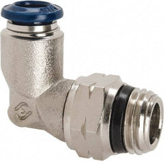 Alpha Technologies - 1/4" Outside Diam, 1/4 Universal Thread, Nickel Plated Brass Push-to-Connect Male Swivel Elbow - 250 Max psi, Tube to Universal Thread Connection, Buna O-Ring - Benchmark Tooling