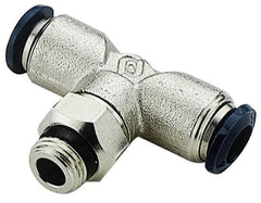 Alpha Technologies - 1/8" Outside Diam, 1/8 Universal Thread, Nickel Plated Brass Push-to-Connect Male Swivel Branch Tee - 250 Max psi, Tube to Universal Thread Connection, Buna O-Ring - Benchmark Tooling