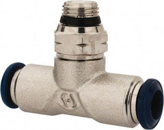 Alpha Technologies - 1/4" Outside Diam, 1/8 Universal Thread, Nickel Plated Brass Push-to-Connect Male Swivel Branch Tee - 250 Max psi, Tube to Universal Thread Connection, Buna O-Ring - Benchmark Tooling