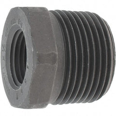 Made in USA - Size 1 x 1/2", Class 3,000, Forged Carbon Steel Black Pipe Hex Bushing - 3,000 psi, Threaded End Connection - Benchmark Tooling