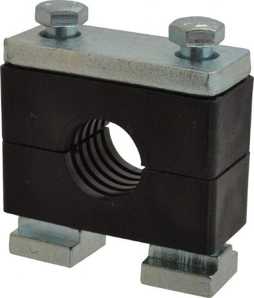HYDAC - 3.35" Wide x 2.52" High x 1.18" Deep, Polypropylene Heavy Duty C-Rail Mount Vibration-Control Clamp - Carbon Steel Plate, Mount with C-Rail Nuts, Top plates, Clamp Pairs, and Bolts - Benchmark Tooling