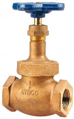 NIBCO - 1-1/2" Pipe, Threaded Ends, Bronze Integral Oxygen Service Globe Valve - PTFE Disc, Union Bonnet, 300 psi WOG, 150 psi WSP, Class 150 - Benchmark Tooling