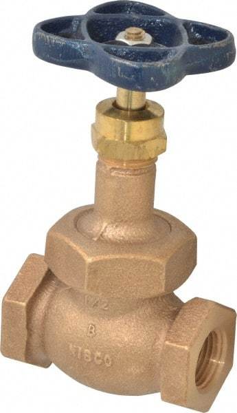 NIBCO - 1/2" Pipe, Threaded Ends, Bronze Integral Globe Valve - PTFE Disc, Screw-In Bonnet, 200 psi WOG, 125 psi WSP, Class 125 - Benchmark Tooling