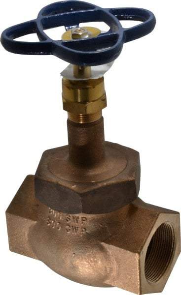 NIBCO - 2" Pipe, Threaded Ends, Bronze Integral Globe Valve - Bronze Disc, Union Bonnet, 600 psi WOG, 300 psi WSP, Class 300 - Benchmark Tooling