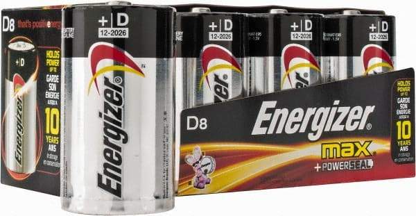 Energizer - Size D, Alkaline, 8 Pack, Standard Battery - 1.5 Volts, Flat Terminal, LR20, ANSI, IEC Regulated - Benchmark Tooling