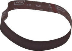 Norton - 2" Wide x 42" OAL, 120 Grit, Aluminum Oxide Abrasive Belt - Aluminum Oxide, Fine, Coated, Series R228 - Benchmark Tooling