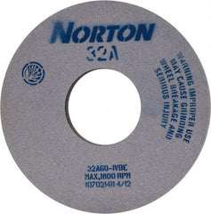 Norton - 14" Diam x 5" Hole x 1" Thick, I Hardness, 60 Grit Surface Grinding Wheel - Aluminum Oxide, Type 1, Medium Grade, 1,800 Max RPM, Vitrified Bond - Benchmark Tooling