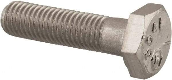 Made in USA - 1/4-28 UNF, 1" Length Under Head Hex Head Cap Screw - Grade 18-8 Stainless Steel, Uncoated, 7/16" Hex - Benchmark Tooling