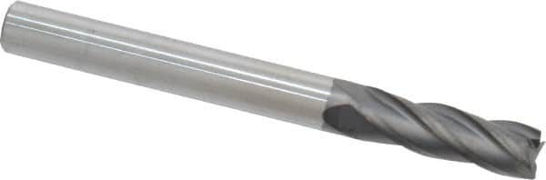 Niagara Cutter - 1/4", 3/4" LOC, 1/4" Shank Diam, 2-1/2" OAL, 4 Flute, Solid Carbide Square End Mill - Single End, Diamond Finish, Spiral Flute, 30° Helix, Right Hand Cut, Right Hand Flute, Series DIA430 - Benchmark Tooling