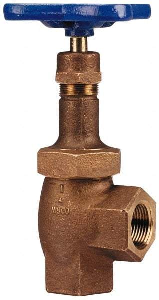 NIBCO - 1/4" Pipe, Class 300, Threaded Bronze Renewable Angle Gate Valve - 600 WOG, 300 WSP, Union Bonnet - Benchmark Tooling