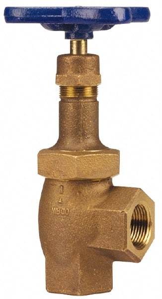NIBCO - 3/4" Pipe, Class 300, Threaded Bronze Replaceable Angle Gate Valve - 600 WOG, 300 WSP, Union Bonnet - Benchmark Tooling