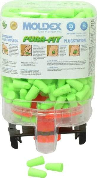 Moldex - Disposable Non-Refillable Earplug Dispenser with 33 dB Earplugs - Green Earplugs, 250 Pairs, Includes Mounting Bracket, Template & Hardware - Benchmark Tooling