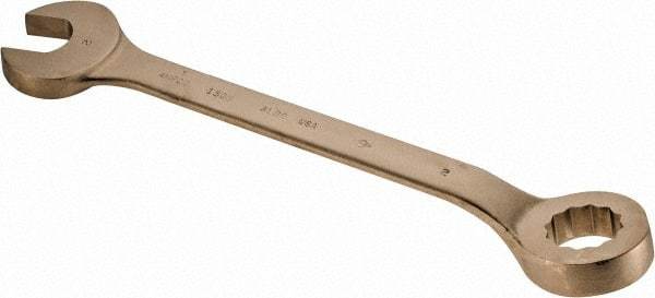 Ampco - 2" 12 Point Offset Combination Wrench - 15° Offset Angle, 22-3/4" OAL, Aluminum Bronze, Plain Finish - Benchmark Tooling