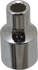 Proto - 1/2" Drive, Standard Hand Socket - 12 Points, 1-1/2" OAL, Alloy Steel, Chrome Finish - Benchmark Tooling
