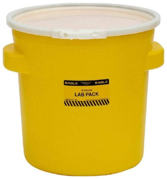 Eagle - 20 Gallon Capacity, Plastic Lever Lock, Yellow Lab Pack - 5 Gallon Container, Polyethylene, 88 Lb. Capacity, UN 1H2/X40/S Listing - Benchmark Tooling