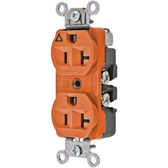 Hubbell Wiring Device-Kellems - 125V 20A NEMA 5-20R Commercial Grade Orange Straight Blade Duplex Receptacle - Benchmark Tooling