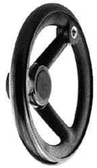 Jergens - 6 Inch, 3 Spoke Offset Handwheel - 1-3/8 Inch Hub, Plastic, Black Oxide Finish - Benchmark Tooling
