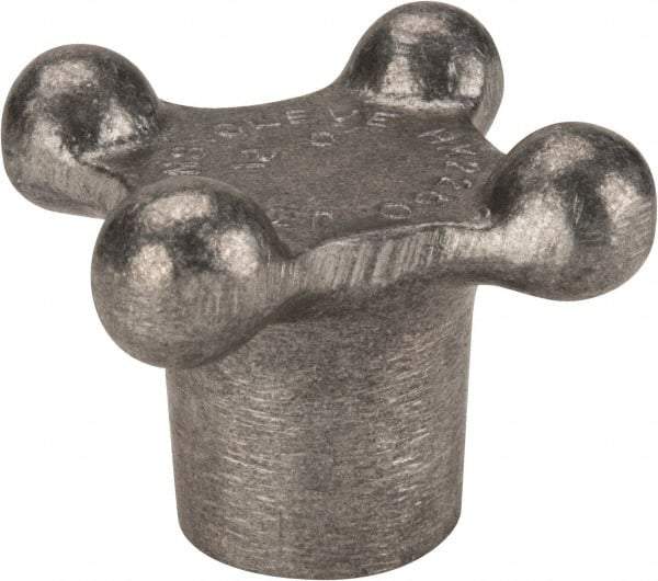 Jergens - 2-1/8" Head Diam, 4 Point Lobed Knob - 3/8-16 Hole, Aluminum - Benchmark Tooling