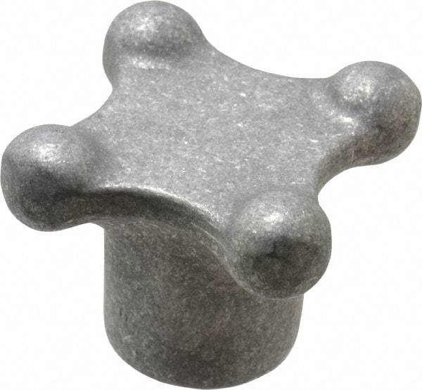 Jergens - 3" Head Diam, 4 Point Lobed Knob - 5/8-11 Hole, Aluminum - Benchmark Tooling