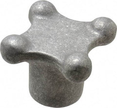 Jergens - 3" Head Diam, 4 Point Lobed Knob - 5/8-11 Hole, Aluminum - Benchmark Tooling