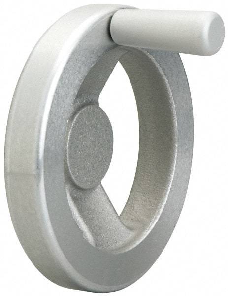Jergens - 4", 2 Spoke Offset Handwheel with Handle - 1-3/16" Hub, Aluminum Alloy, Plain Finish - Benchmark Tooling
