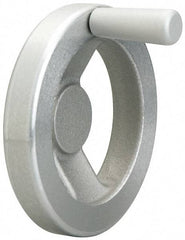 Jergens - 4", 2 Spoke Offset Handwheel with Handle - 1-3/16" Hub, Aluminum Alloy, Plain Finish - Benchmark Tooling