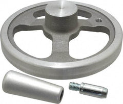 Jergens - 6", 3 Spoke Offset Handwheel with Handle - 1-1/2" Hub, Aluminum Alloy, Plain Finish - Benchmark Tooling
