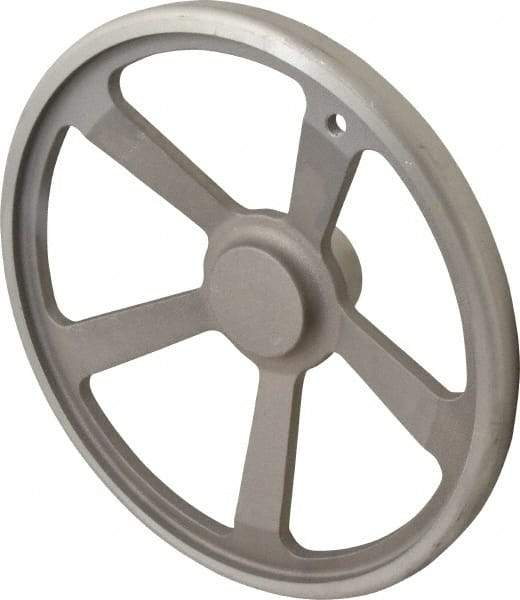 Jergens - 14", 5 Spoke Offset Handwheel with Handle - 2-3/4" Hub, Aluminum Alloy, Plain Finish - Benchmark Tooling