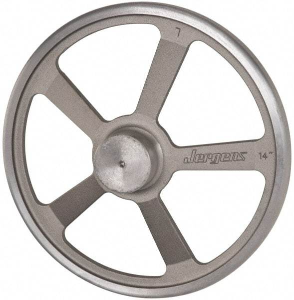Jergens - 14", 5 Spoke Offset Handwheel - 2-3/4" Hub, Aluminum Alloy, Plain Finish - Benchmark Tooling