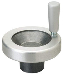 Jergens - 5" Diam, 1-1/2" Hub Diam, Grade #319, Aluminum Alloy, Angular Handwheel with Handle - 1-1/4" Hub Length, 11/16 Smaller to 2" Larger Diam - Benchmark Tooling