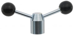 Jergens - 2 Offset Arms, Cadmium Plated, Blank Clamping Handle - 3/8 Inch Arm Diameter, 1-1/4 Inch Hub Diameter, 1 Inch Ball Diameter - Benchmark Tooling