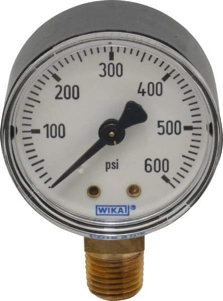 Wika - 2" Dial, 1/4 Thread, 0-600 Scale Range, Pressure Gauge - Lower Connection Mount, Accurate to 3-2-3% of Scale - Benchmark Tooling