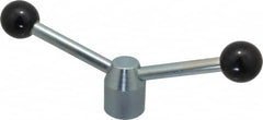 Jergens - 2 Offset Arms, 5/8-11 Inch Hole, Cadmium Plated, Tapped Clamping Handle - 15/16 Inch Deep Hole, 1/2 Inch Arm Diameter, 1-1/2 Inch Hub Diameter, 1-3/8 Inch Ball Diameter - Benchmark Tooling