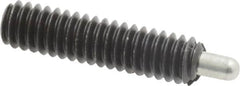 Jergens - 1/4-20, 1" Thread Length, 3/16" Plunger Projection, Steel Threaded Spring Plunger - 0.119" Max Plunger Diam, 1" Plunger Length, 1 Lb Init End Force, 4 Lb Final End Force, 1/8" Hex - Benchmark Tooling